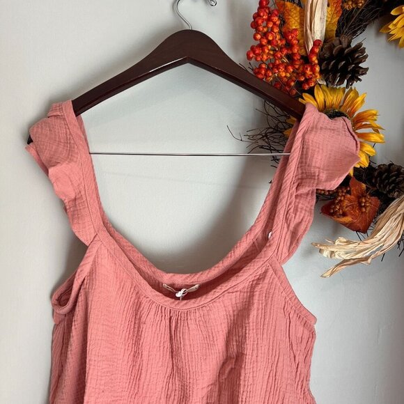 Marine Layer Jude Flutter Sleeve Tank MEDIUM in Rosette Pink - Picture 3 of 7
